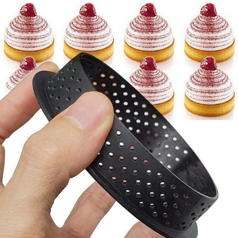 8X Cake Mold Perforated Cutter Round-Shape Mousse Circle Ring Tart Decor Baking
