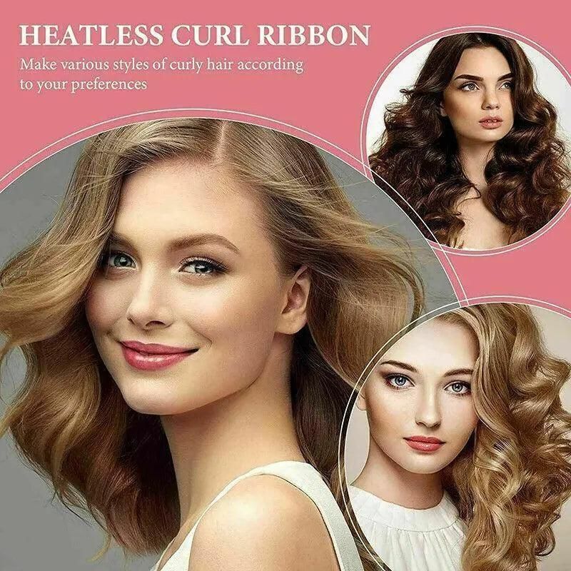 Heatless Curling Rod Headband Silk Curling Ribbon Hair Roller Lazy Curler Sets - 3Pcs/Set A (Blue，No Clip)