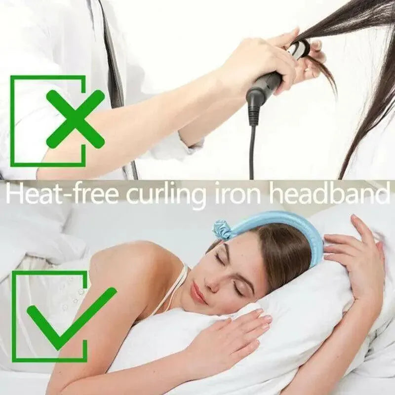 Heatless Curling Rod Headband Silk Curling Ribbon Hair Roller Lazy Curler Sets - 3Pcs/Set A (Pink，No Clip)