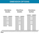 2pcs Semi Blackout Curtain Fabric Solid Colour Home Decor Drapes for Living Room - Black - 132x244cm - Side View