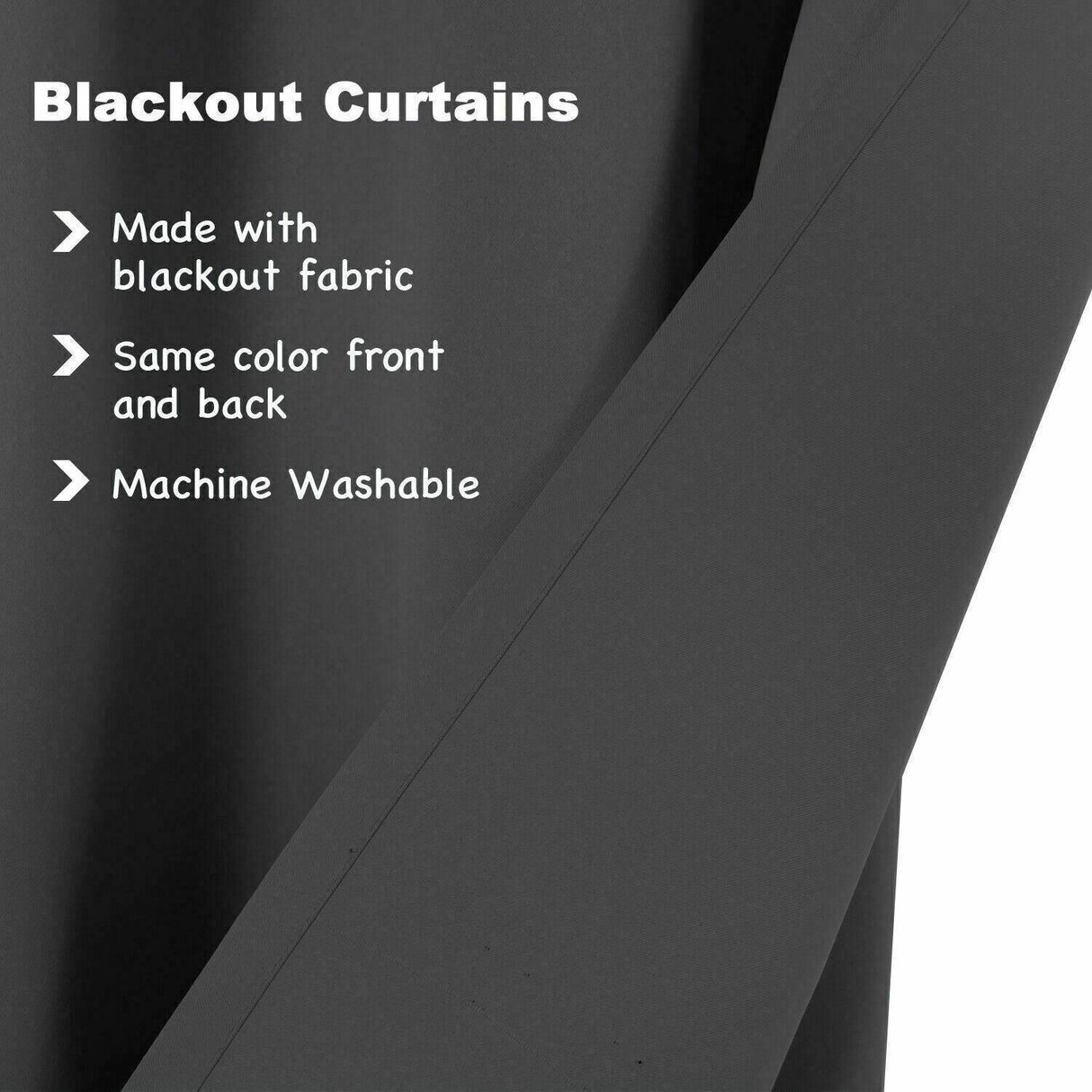 2pcs Semi Blackout Curtain Fabric Solid Colour Home Decor Drapes for Living Room - Black - 132x244cm