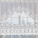 2Pcs/Set White Lace Kitchen Home Window Cafe Curtain W Scallope Edge 160Cm Wide - Side View