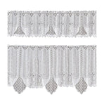 White Lace Window Curtain Short Tier Panel for Kitchen Bathroom