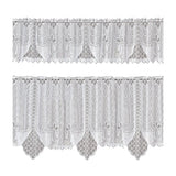 White Lace Window Curtain Short Tier Panel for Kitchen Bathroom