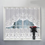 White Lace Window Curtain Short Tier Panel for Kitchen Bathroom - Top-Down View