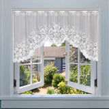 White Lace Window Curtain Short Tier Panel for Kitchen Bathroom - Extra Image