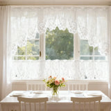 White Lace Window Curtain Short Tier Panel for Kitchen Bathroom - Extra Image