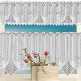 White Lace Window Curtain Short Tier Panel for Kitchen Bathroom - Extra Image