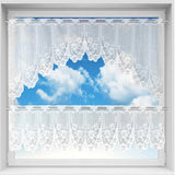 White Lace Window Curtain Short Tier Panel for Kitchen Bathroom - Extra Image