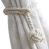 1pair Braided Cotton Curtain Tiebacks No Hole Curtain Holdbacks Hanging Balls - Beige