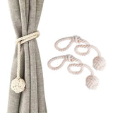 1pair Braided Cotton Curtain Tiebacks No Hole Curtain Holdbacks Hanging Balls - Beige - Extra Image