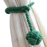 1pair Braided Cotton Curtain Tiebacks No Hole Curtain Holdbacks Hanging Balls - Beige - Extra Image