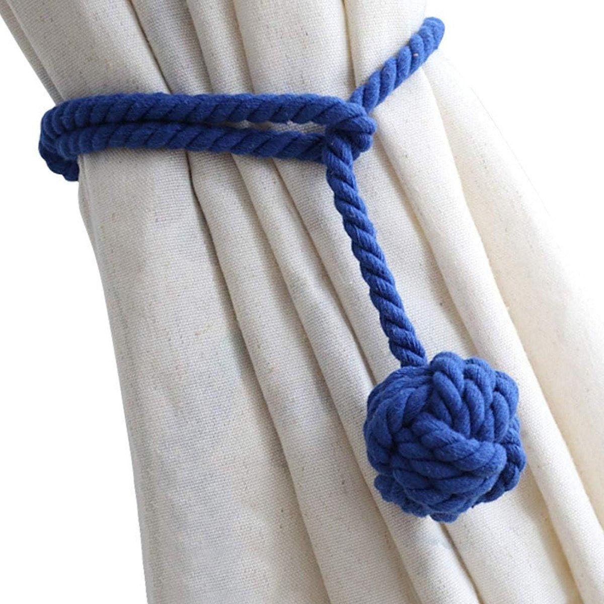 1pair Braided Cotton Curtain Tiebacks No Hole Curtain Holdbacks Hanging Balls - Beige