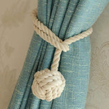 1pair Braided Cotton Curtain Tiebacks No Hole Curtain Holdbacks Hanging Balls - Navy