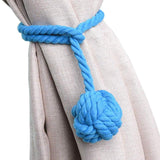 1pair Braided Cotton Curtain Tiebacks No Hole Curtain Holdbacks Hanging Balls - Pink - Close-Up Angle