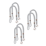 Curtain Tiebacks Pearl Strap Set 3 Pairs Decorative Buckle Holder Rings Hooks - Blue
