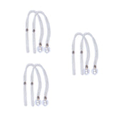 Curtain Tiebacks Pearl Strap Set 3 Pairs Decorative Buckle Holder Rings Hooks - Grey - Rear View