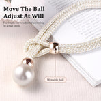 Curtain Tiebacks Pearl Strap Set 3 Pairs Decorative Buckle Holder Rings Hooks - White