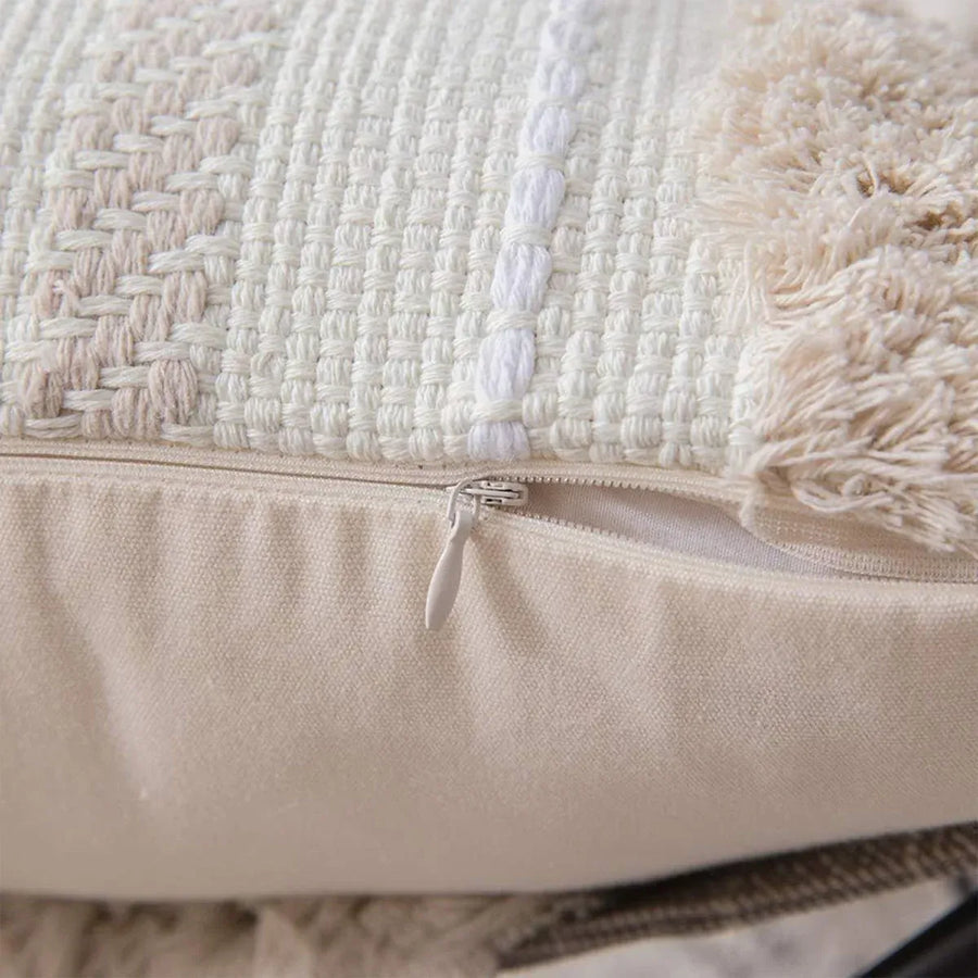 Bohemian Woven Pillow Cushion Waist Support Beige Decorative Sofa Throw Pillow