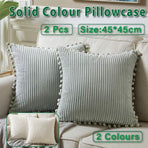 2PCS Corduroy Pillow Cover Luxury Decorative Cushion Case for Sofa Living Room - Grey