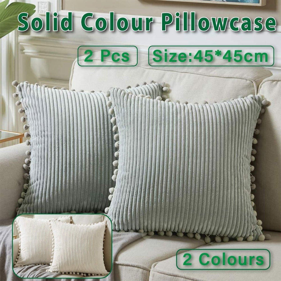 2PCS Corduroy Pillow Cover Luxury Decorative Cushion Case for Sofa Living Room - Grey