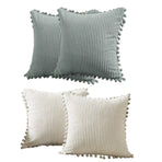 2PCS Corduroy Pillow Cover Luxury Decorative Cushion Case for Sofa Living Room - Grey
