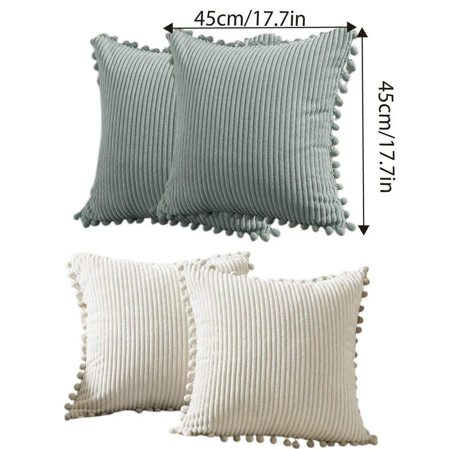 2PCS Corduroy Pillow Cover Luxury Decorative Cushion Case for Sofa Living Room - Grey