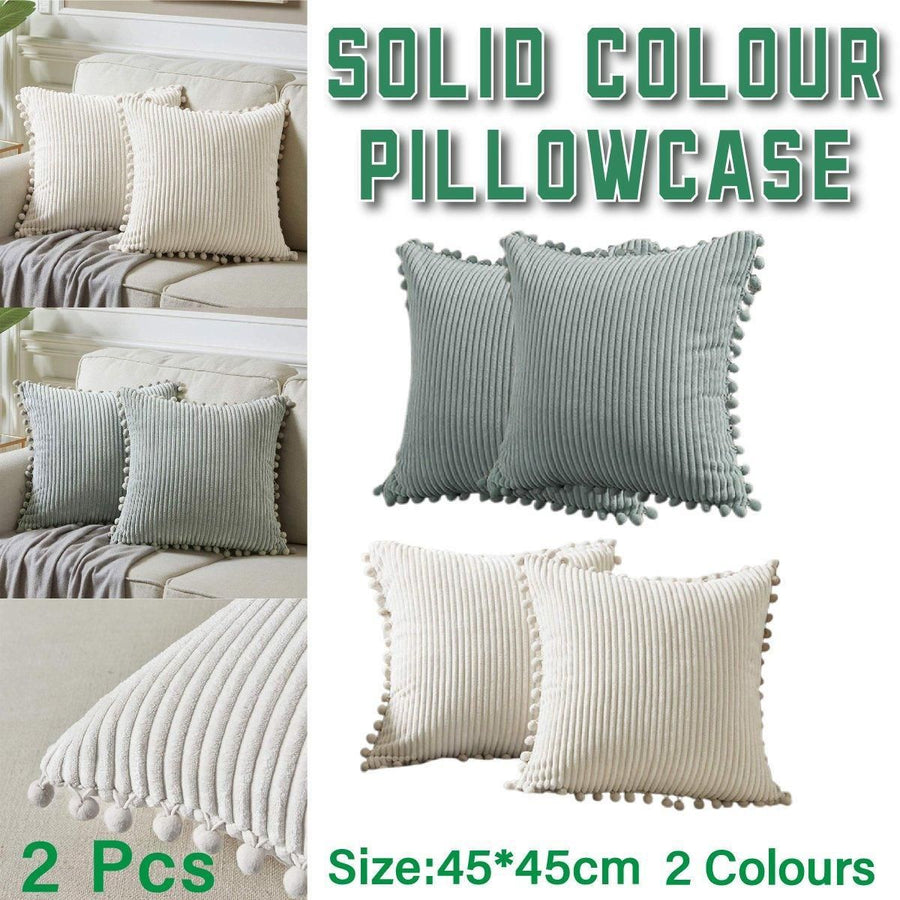 2PCS Corduroy Pillow Cover Luxury Decorative Cushion Case for Sofa Living Room - Grey