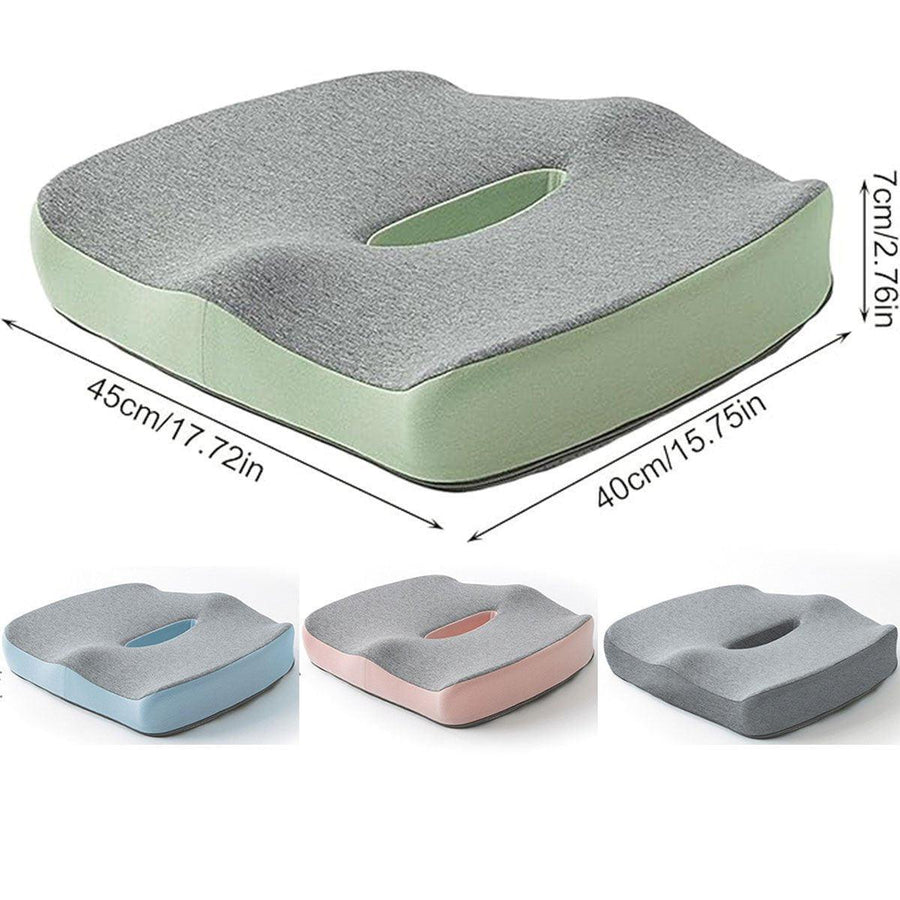 Memory Foam Seat Cushion for Office and Travel Support with Ergonomic Design - Grey