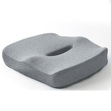 Memory Foam Seat Cushion for Office and Travel Support with Ergonomic Design - Grey - Rear View