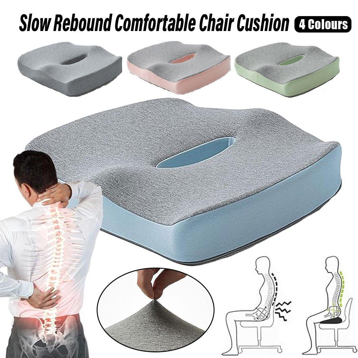 Memory Foam Seat Cushion for Office and Travel Support with Ergonomic Design - Pink