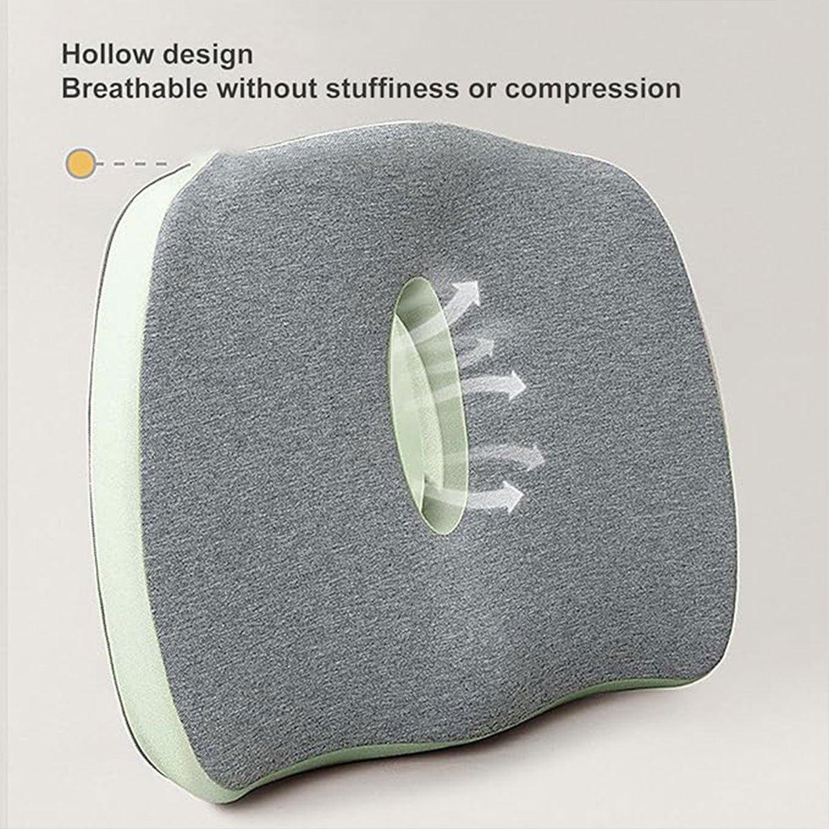 Memory Foam Seat Cushion for Office and Travel Support with Ergonomic Design - Pink
