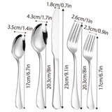 20/40pcs Stainless Steel Cutlery Set Knife Fork Spoon Western Hotel Tableware - Golden-20pcs - Side View