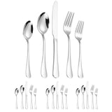 20/40pcs Stainless Steel Cutlery Set Knife Fork Spoon Western Hotel Tableware - Golden-20pcs - Rear View