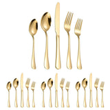 20/40pcs Stainless Steel Cutlery Set Knife Fork Spoon Western Hotel Tableware - Golden-20pcs - Close-Up Angle
