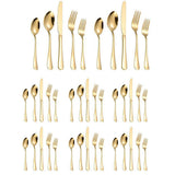 20/40pcs Stainless Steel Cutlery Set Knife Fork Spoon Western Hotel Tableware - Golden-20pcs