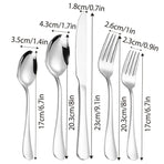 20/40pcs Stainless Steel Cutlery Set Knife Fork Spoon Western Hotel Tableware - Silver-20pcs