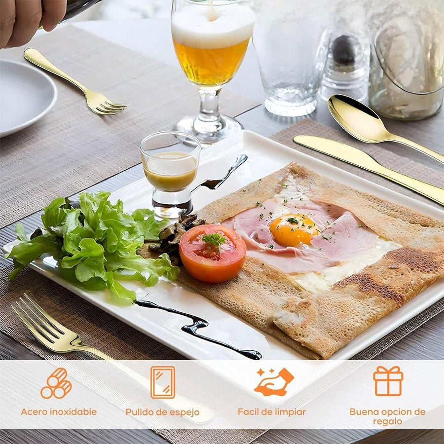 20/40pcs Stainless Steel Cutlery Set Knife Fork Spoon Western Hotel Tableware - Silver-20pcs