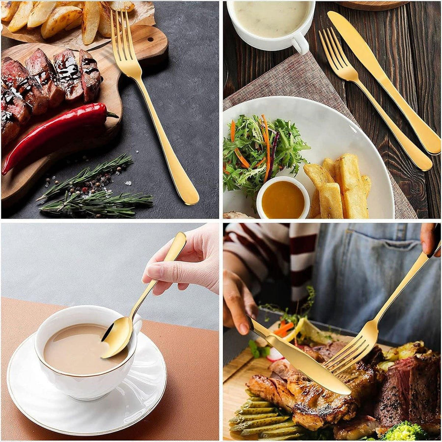 20/40pcs Stainless Steel Cutlery Set Knife Fork Spoon Western Hotel Tableware - Silver-20pcs