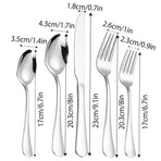 20/40pcs Stainless Steel Cutlery Set Knife Fork Spoon Western Hotel Tableware - Silver-40pcs