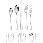 20/40pcs Stainless Steel Cutlery Set Knife Fork Spoon Western Hotel Tableware - Silver-40pcs