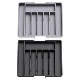 Extendable Cutlery Storage Box Household Portable Retractable Tray Organizer - Black