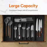 Extendable Cutlery Storage Box Household Portable Retractable Tray Organizer - Black - 45-Degree Angle