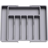 Extendable Cutlery Storage Box Household Portable Retractable Tray Organizer - Black - Rear View