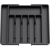 Extendable Cutlery Storage Box Household Portable Retractable Tray Organizer - Black - Close-Up Angle