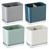 Cutlery Drainer Basket Multifunctional Storage Holder Box Spoon Drain Rack - Grey - Front View