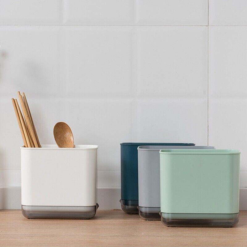 Cutlery Drainer Basket Multifunctional Storage Holder Box Spoon Drain Rack - Grey