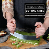 Stainless Steel Nougat Cutting Knife Arc Baking Tool For Snowflake Crisp Candy - Top-Down View