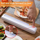 Plastic Wrap Cutter Kitchen Tool Storage Cutting Box Divider Household Organizer - Close-Up Angle
