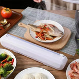 Plastic Wrap Cutter Kitchen Tool Storage Cutting Box Divider Household Organizer - Low Angle